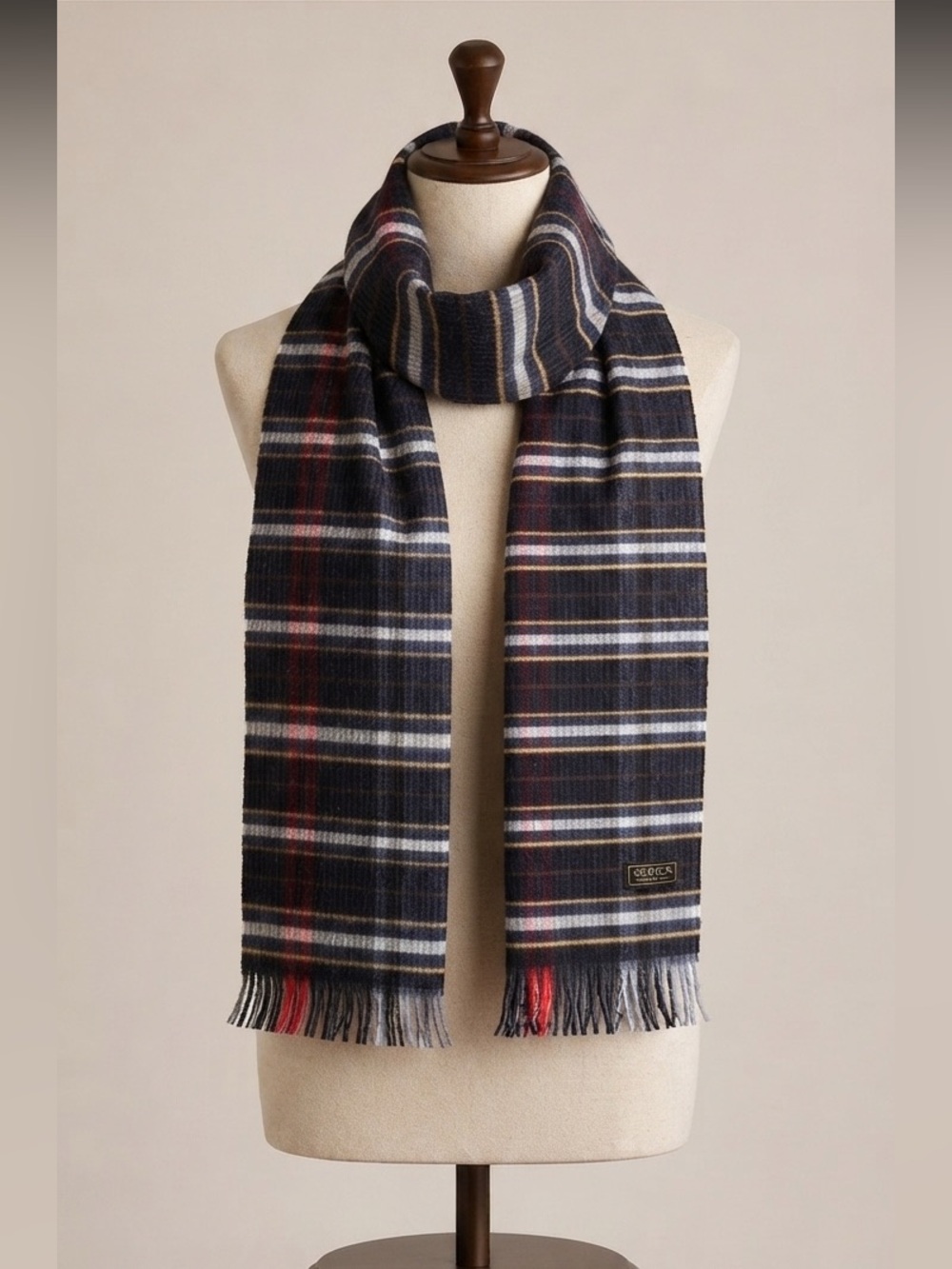 Serica 100% Wool Plaid Fringe Scarf